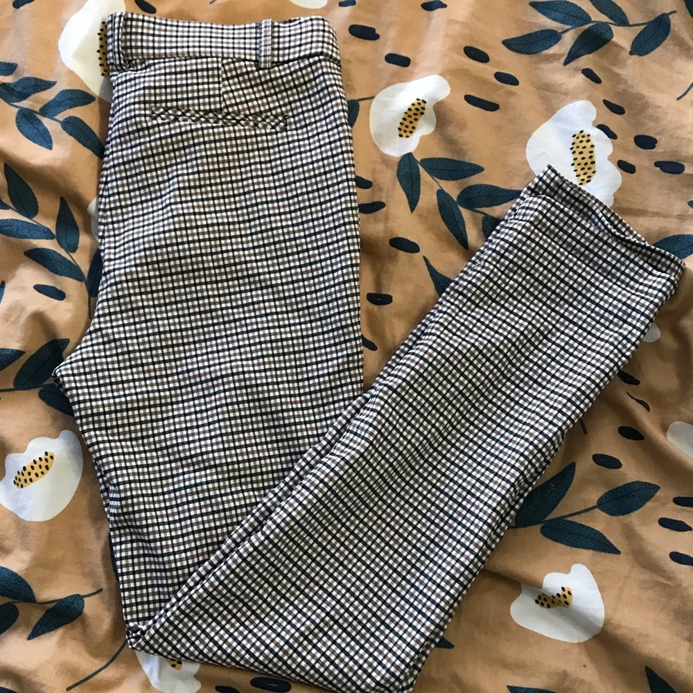 High-Waisted Gingham Pants